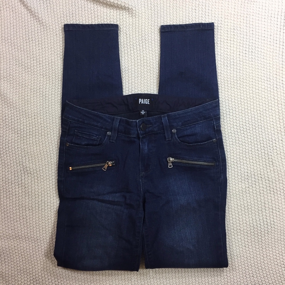 Paige Indio Zip Sz 26 Dark Wash
